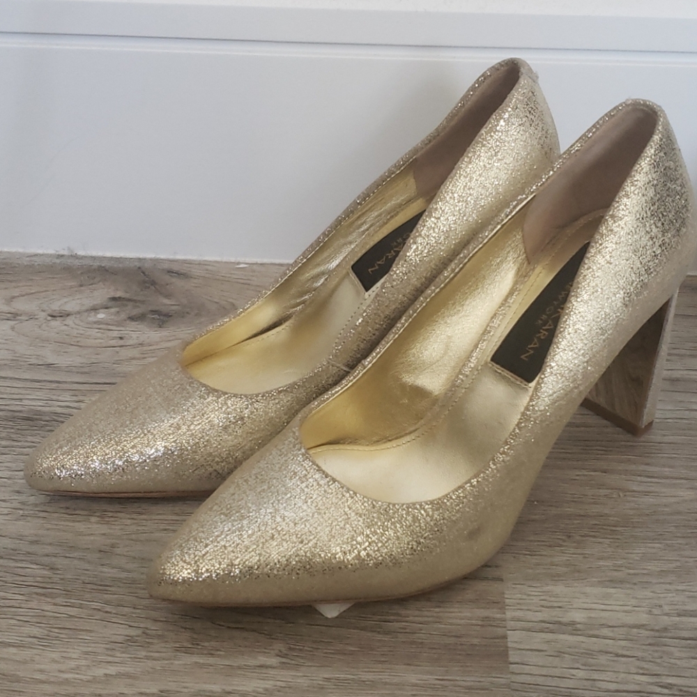 Gold shimmer heals size 6 Donna Karen